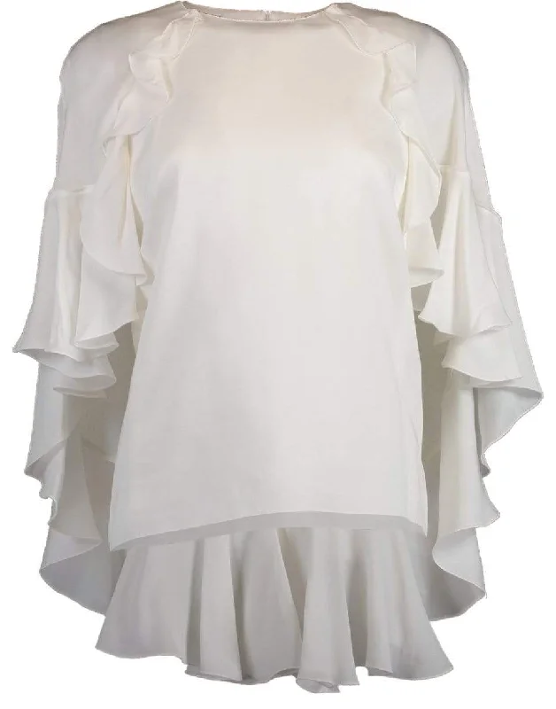 Ruffle Cape Blouse Chic Sleeveless Blouse