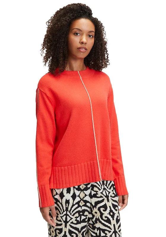 Betty Barclay Knitted Pullover Jumper, Patch Red Elasticated Padded Insulated