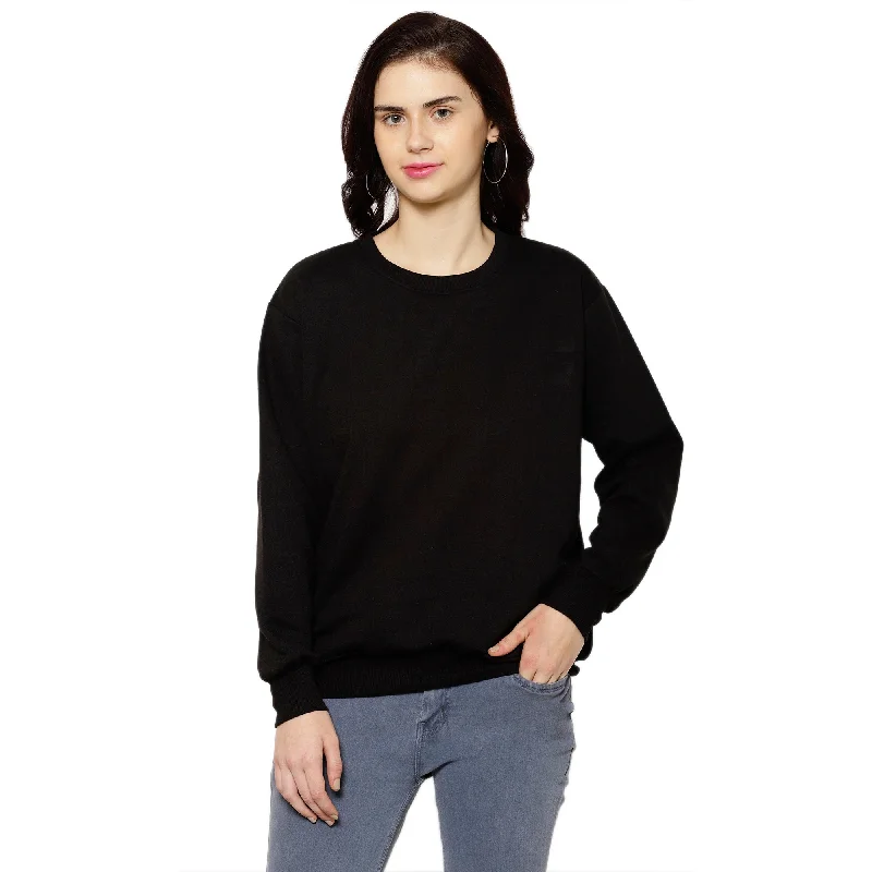 Vimal Jonney Fleece Round Neck Sweatshirt for Women Hoodie with Pocket Utility Practical