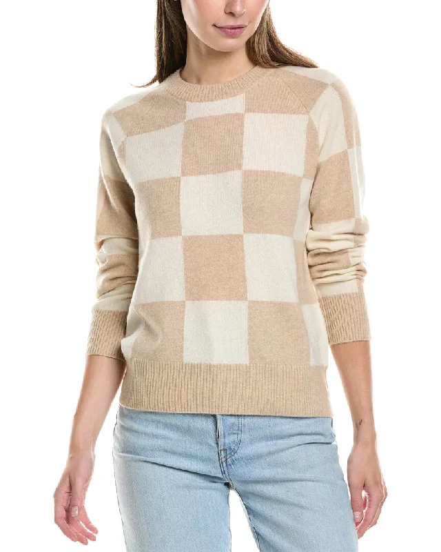 InCashmere Check Cashmere Sweater Collared Crew Neck Turtle Neck