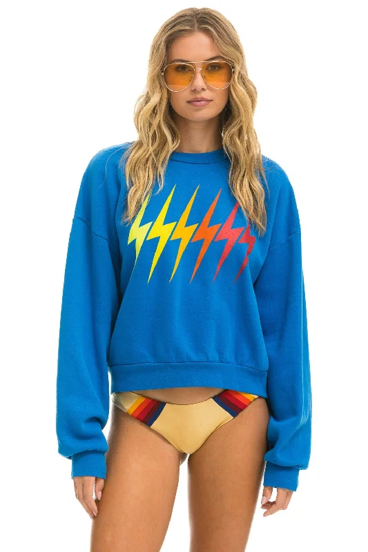 BOLT GRADIENT RELAXED CREW SWEATSHIRT - OCEAN // RAINBOW Hoodie with Cropped Fit Short Trendy