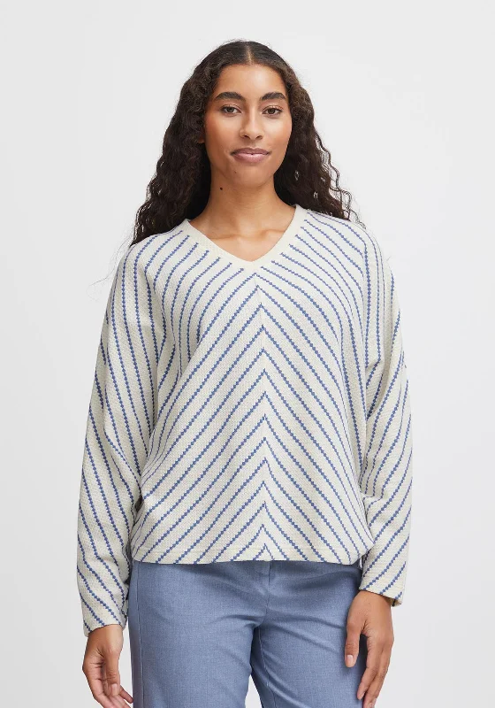 B.Young Runi Diagonally Striped Sweater, Navy Mix Transparent Opaque Sheer