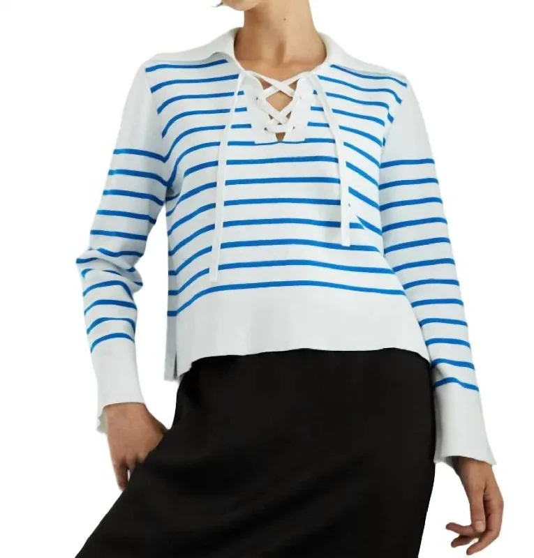 Milano Breton Stripe Sweater In Bleach Blue Transparent Opaque Sheer