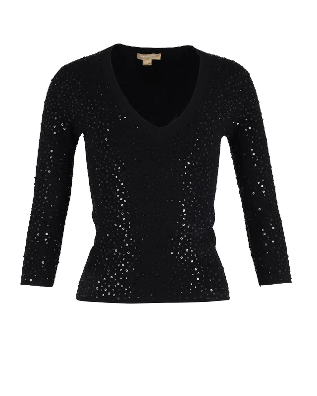 Michael Kors Collection Sequined Jumper in Black Viscose Layered Multi-layer Single Layer