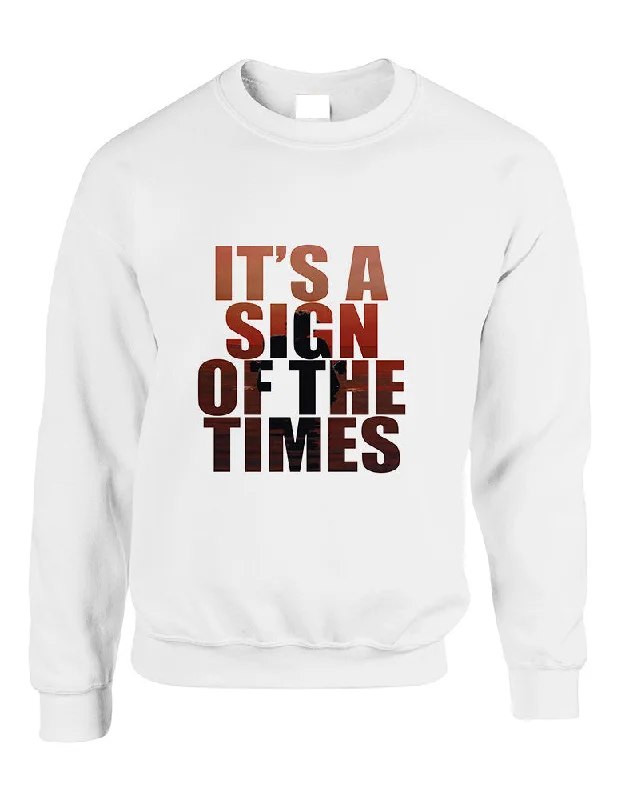 Adult Sweatshirt It's A Sign Of The Times Styles Cool Sweatshirt Hoodie with Button Placket Classic Preppy