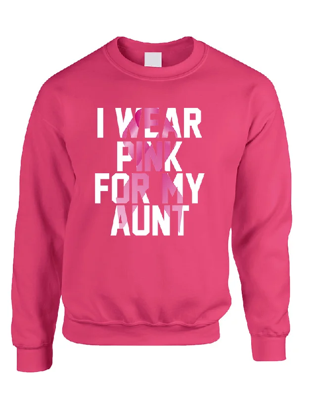 Adult Sweatshirt I Wear Pink For My Aunt Breast Cancer Survivor Hoodie with Tie-Dye Psychedelic Retro