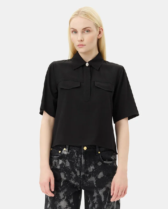 Viscose Twill Blouse BLACK Loose Fit Blouse