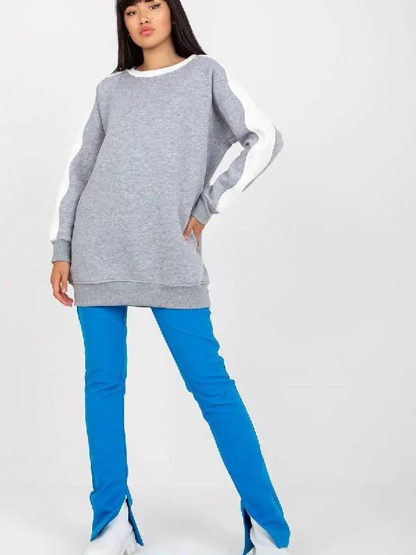 Sweatshirt Rue Paris Hoodie with Side Slits Relaxed Casual