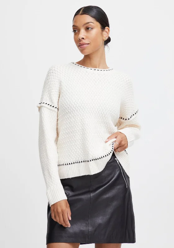 B. Young Yosima Textured Knit Jumper, Birch Mix Embroidered Appliqued Beaded