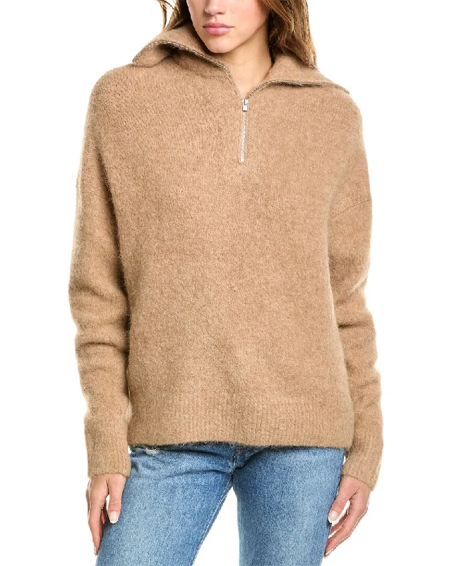 Vince 1/4-Zip Alpaca-Blend Sweater Collared Crew Neck Turtle Neck