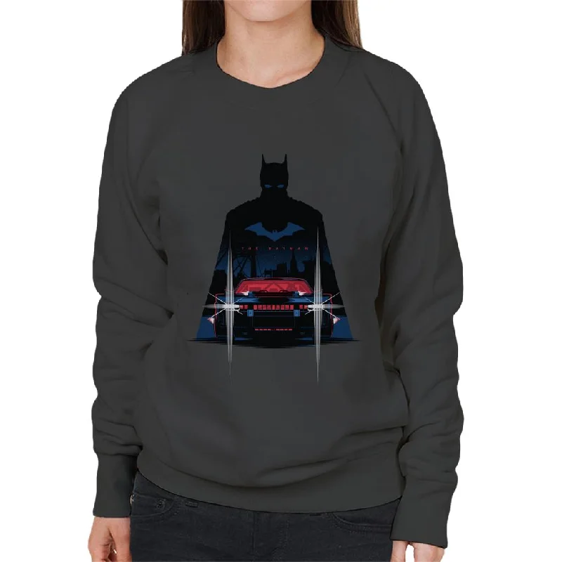 The Batman Silhouette Batmobile Women's Sweatshirt Hoodie with Illustration Artistic Creative