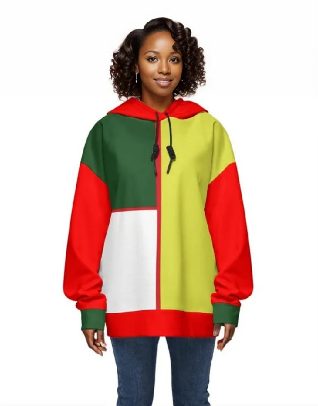 Color Block Astute Women’s Premium Relaxed Fit Hoodie Hoodie with Pattern Geometric Abstract