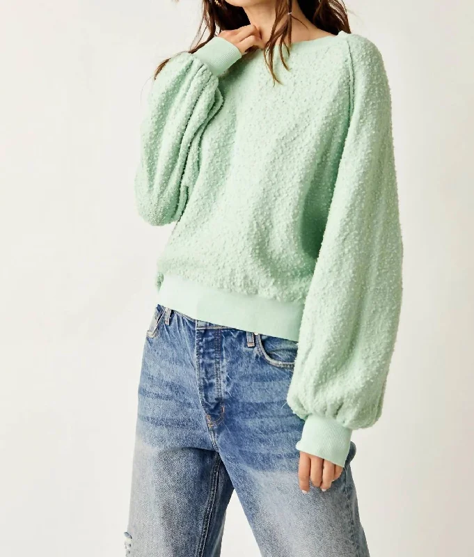 Found My Friend Pullover Sweater In Misty Jade Boxy Sweater Fitted Sweater A-Line