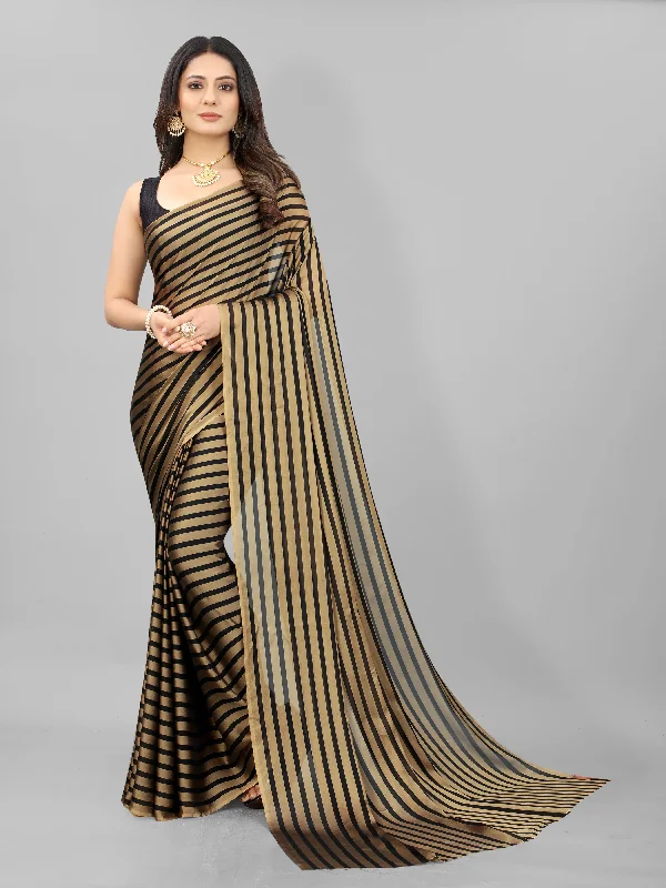 Women Gold Black Berry Plain Saree With Un-Stiched Blouse Everyday Stylish Blouse