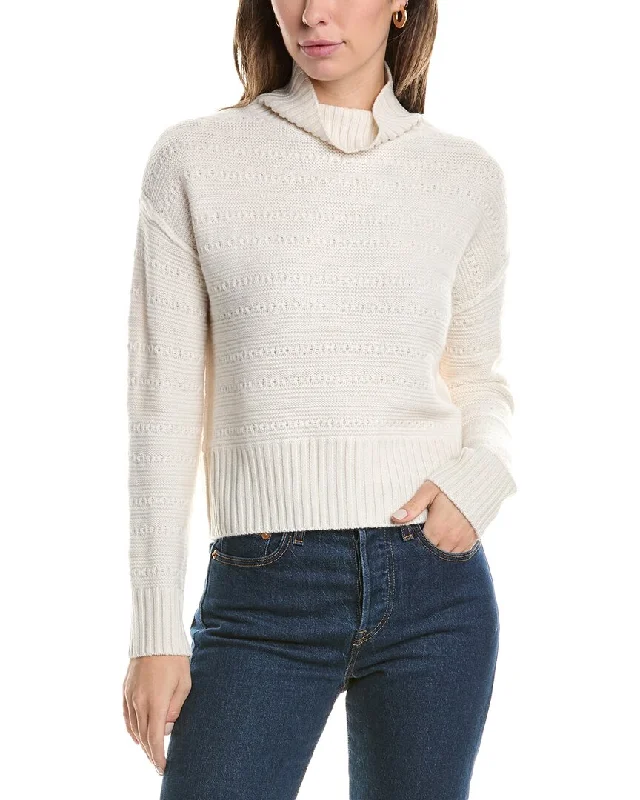 Forte Cashmere Crop Textured Cashmere Sweater Solid Print Embellished