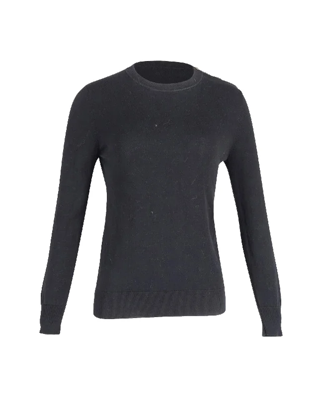 Givenchy Crewneck Sweater in Black Cotton Elasticated Padded Insulated