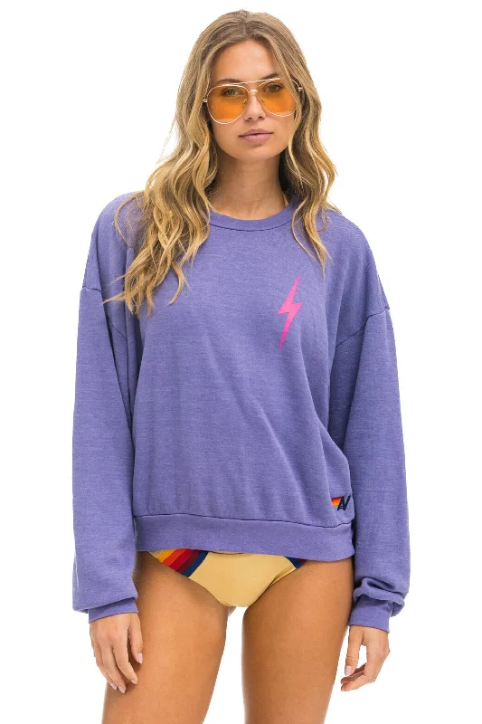 BOLT 2 RELAXED CREW SWEATSHIRT - LAVENDER // NEON PINK Hoodie with Hidden Zipper Minimalist Clean