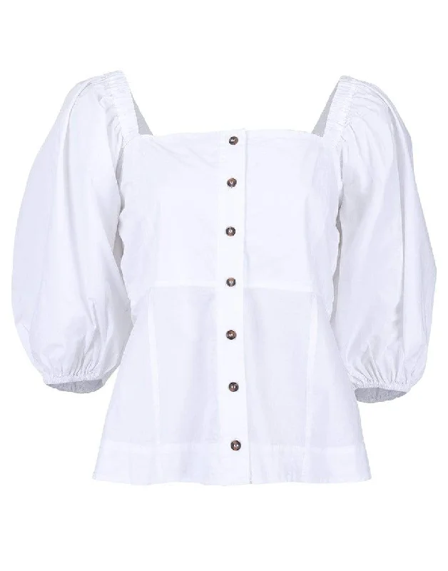 White Poplin Corset Blouse Airy Cotton Blouse