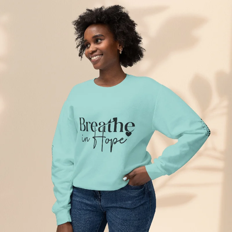 Unisex Lightweight Crewneck Sweatshirt - Breathe in Hope Exhale Worry Hoodie Sweatshirt Pullover