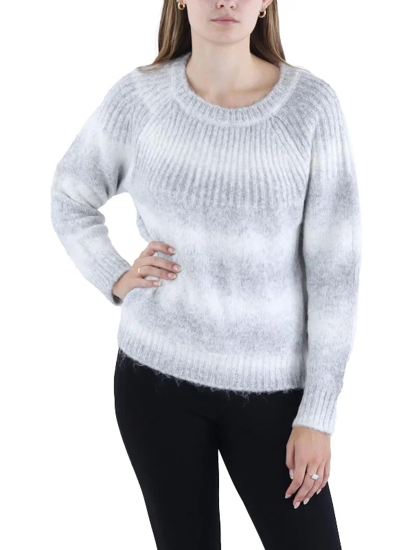 Womens Striped Pullover Crewneck Sweater Long Sweater Short Sweater Cropped Sweater