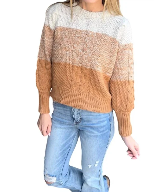 Ombre Sweater In Camel Elegant Classic Vintage