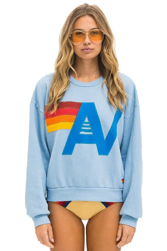 LOGO STITCH RELAXED CREW SWEATSHIRT - ICE Hoodie with Back Slit Movement Comfort