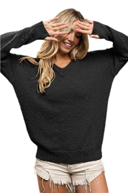 How I'm Feeling Sweater In Black Fleece Sweater Nylon Polyester