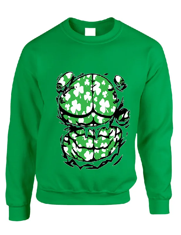 Adult Sweatshirt Irish Body Shamrock St Patrick's Day Top Hoodie with Turtle Neck Cozy Winter