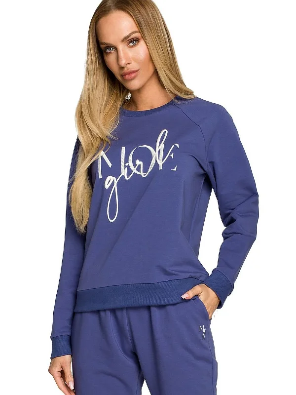 Sweatshirt Moe Hoodie with Metallic Shiny Futuristic