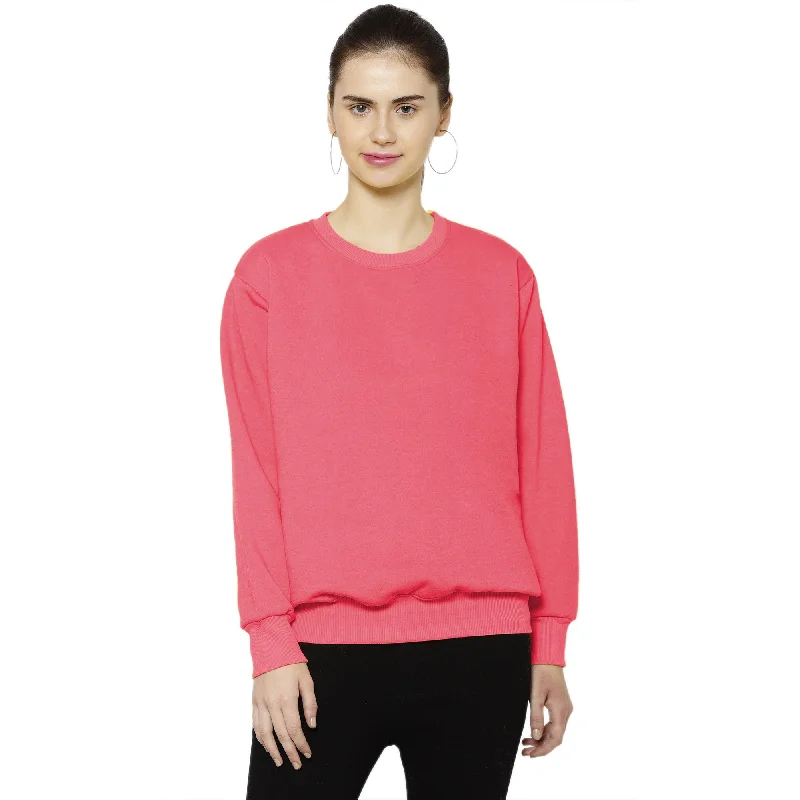 Vimal Jonney Fleece Round Neck Sweatshirt for Women Hoodie with Ribbed Cuffs Snug Fit Comfort