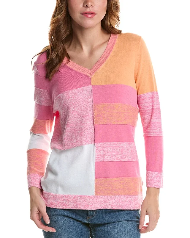 Edinburgh Knitwear Marled Colorblocked Sweater Nylon Fabric Polyester Fabric Spandex Fabric