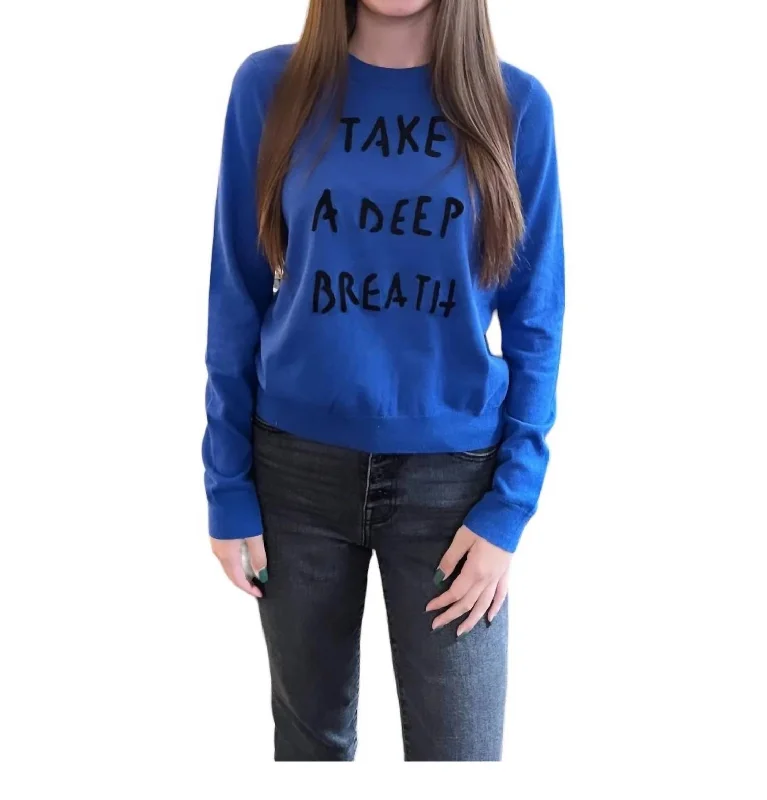 Take A Deep Breath Sweater In Blue Wool Fabric Cashmere Fabric Tweed Fabric