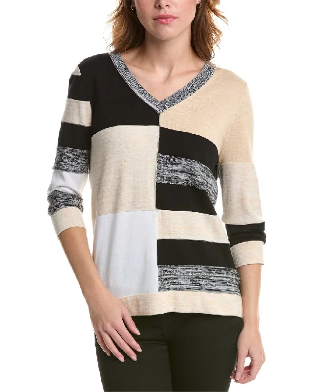 Edinburgh Knitwear Marled Colorblocked Sweater Elasticated Padded Insulated