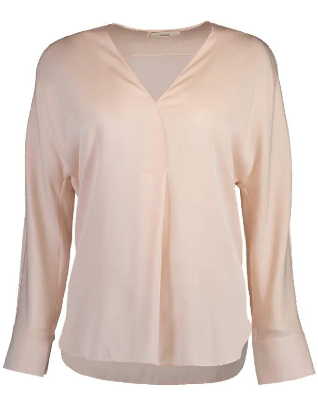 V-Neck Popover Blouse Elegant Embroidery Blouse