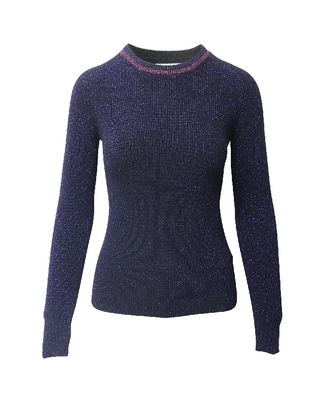 Ba&Sh Sparkling Sweater in Midnight Blue Polyester Chenille Blend Fleece Blend Nylon Blend