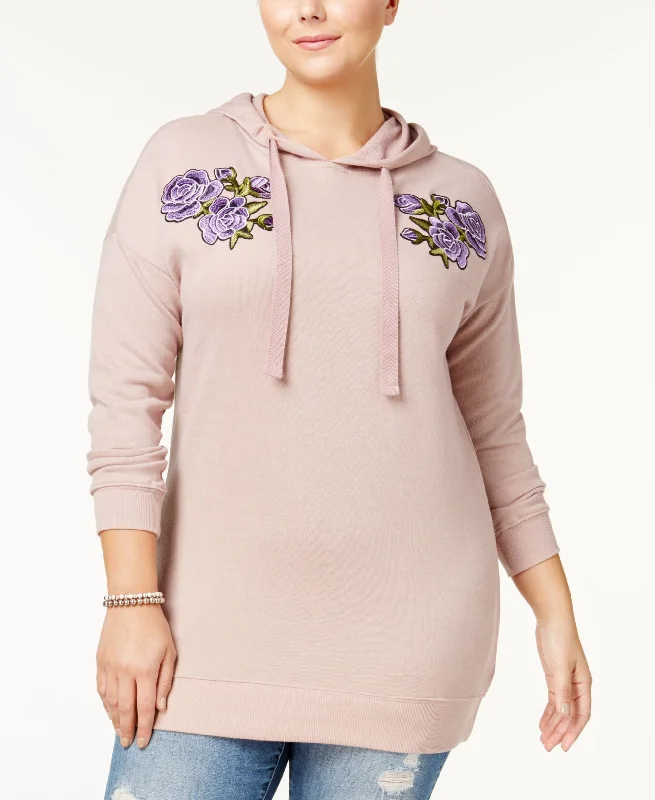 No Comment Trendy Plus Size Embroidered Hoodie Hoodie with Mesh Breathable Sporty