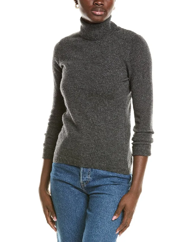 Forte Cashmere Turtleneck Cashmere Sweater Mesh Blend Leather Blend Suede Blend