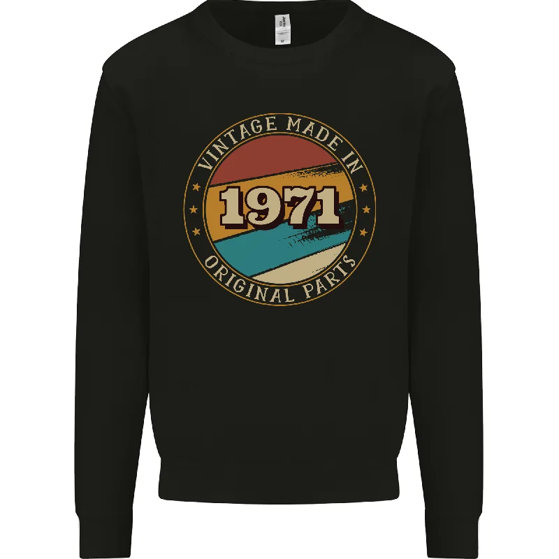 53rd Birthday  Vintage Made In 1971 Mens Sweatshirt Jumper Hoodie with Full-Zip Functional Layering