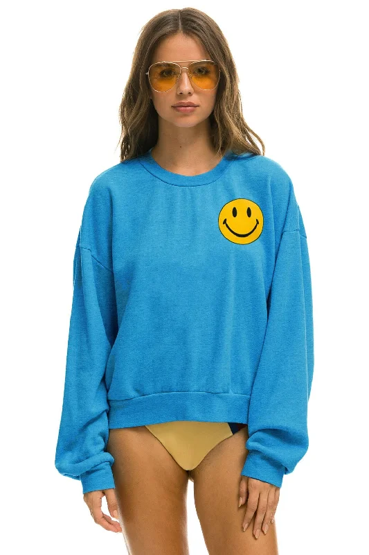 SMILEY 2 RELAXED SWEATSHIRT - OCEAN Hoodie with Drawstring Waist Adjustable Fitted