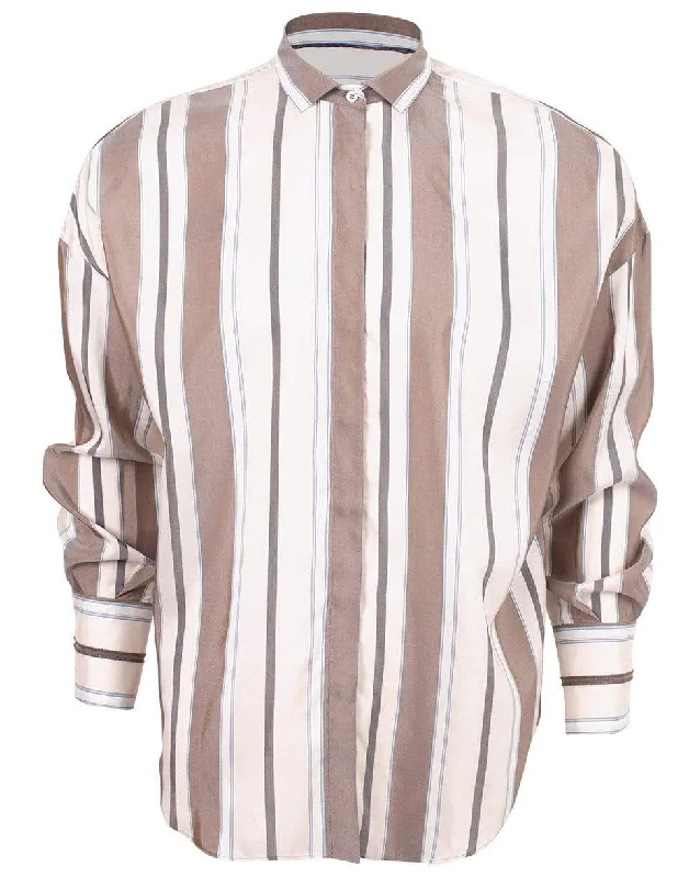 Striped Silk Blouse Floral Chiffon Blouse