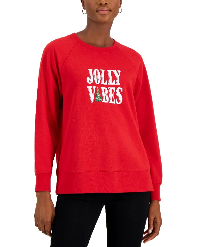 Style & Co Womens Holiday Sweatshirt Hoodie with Logo Branding Identity