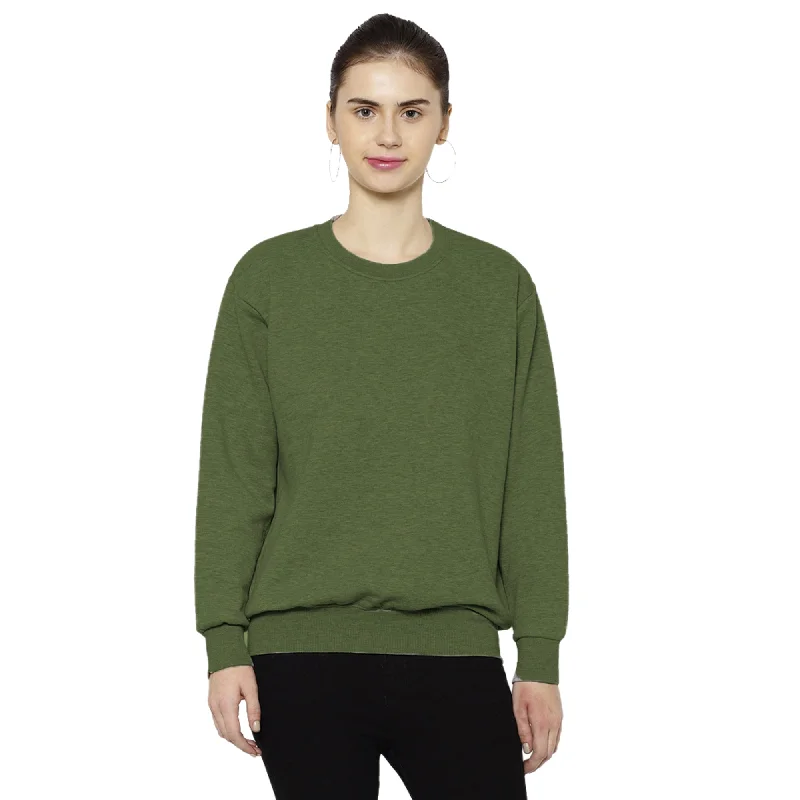 Vimal Jonney Fleece Round Neck Sweatshirt for Women Hoodie with Rolled Sleeves Casual Relaxed