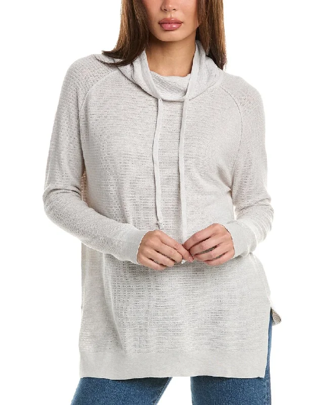 Forte Cashmere Thermal Drawstring Funnel Cashmere-Blend Sweater Bright Pastel Dark