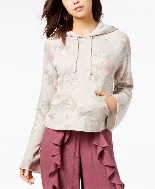 American Rag Juniors Printed Bell Sleeve Hoodie Hoodie with Cropped Fit Short Trendy