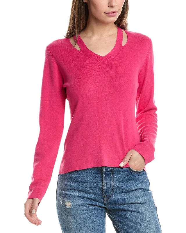 Forte Cashmere Cutout V-Neck Silk & Cashmere-Blend Sweater Velvet Chenille Corduroy