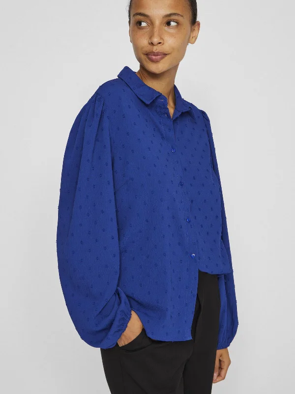 VIBRIETTA BLOUSE COBALT BLUE Satin Drape Blouse