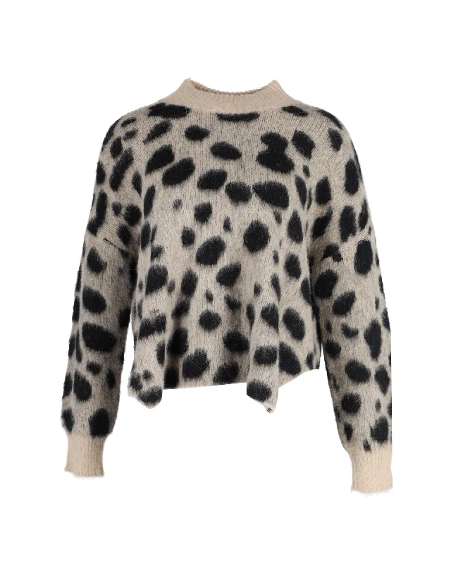 Hugo Boss Fellyna Jacquard Animal Print Sweater in Beige and Black Nylon Lace Blend Ribbed Blend Corduroy Blend