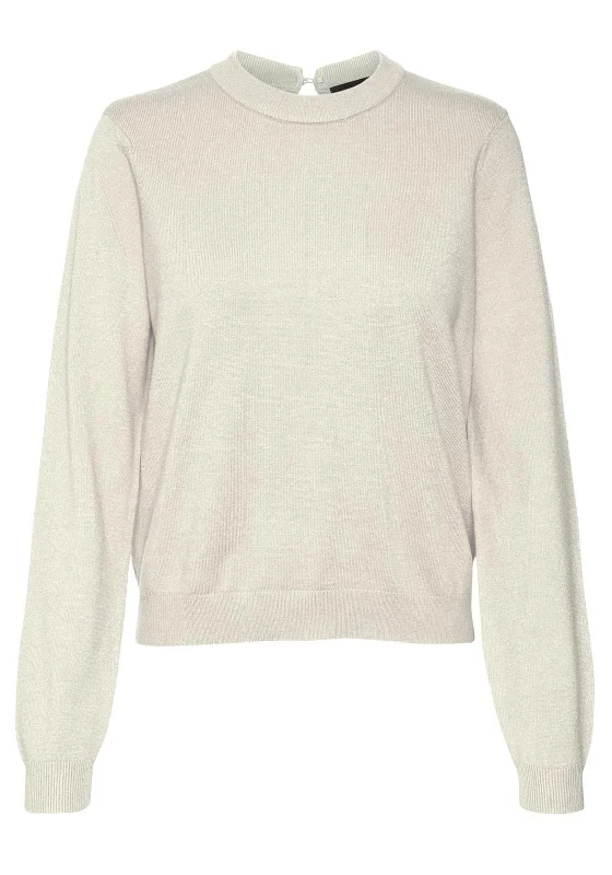 Vero Moda Holly Karis Open Back Sweater, Birch Graphic Sweater Embroidered Appliqued