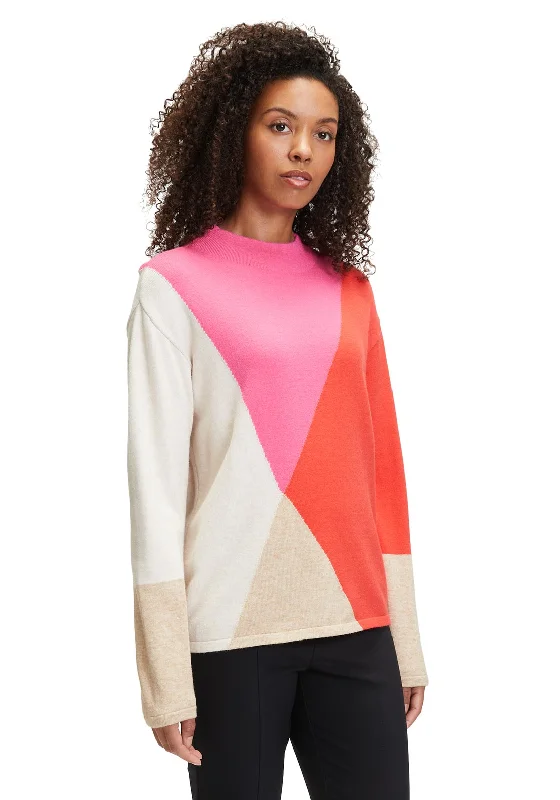 Betty Barclay Fine Knit Colour Block Jumper, Patch Red Nylon Fabric Polyester Fabric Spandex Fabric