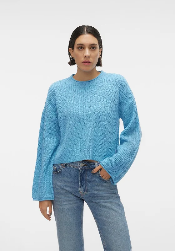 Vero Moda Sayla Knitted Sweater, Bonnie Blue Glossy Satin Silk